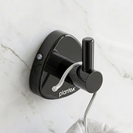 Plantex J4 Stainless Steel Clothes Hanger for Wall/Hangers for Bathroom/Robe Hook/Bathroom Accessories (PVD Black Finish) Angel