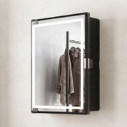 Plantex LED Mirror Cabinet for Bathroom/ABS Storage Cabinet/Mirror Cabinet for Wall/Mirror with Storage for Bathroom - 18x14 Inch (CAB-118, Black)
