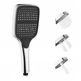 Plantex ABS Hand Shower for Bath/3 Mode Multifunctional Shower/Rectangle Hand Shower Without Hose Pipe for Home/Hotel - (Chrome, H597)