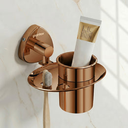 Plantex J4 Stainless Steel Toothbrush Holder for Bathroom/Toothbrush Stand for Bathroom/Tumbler Holder/Bathroom Accessories (PVD Rose Gold Finish) Angel