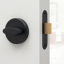 Plantex Bathroom Indicator with Lock/Stainless Steel Red and Green Indicator Keyless Door Lock/Round Toilet Partition Door Lock - Pack of 1 (Black)