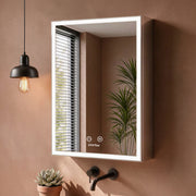 Plantex 304 Stainless Steel Bathroom Mirror Cabinet/Mirror Cabinet for Wash Basin/Bathroom Organiser with Mirror -Chrome (16x24 Inch/LED, Defogger & Bluetooth)