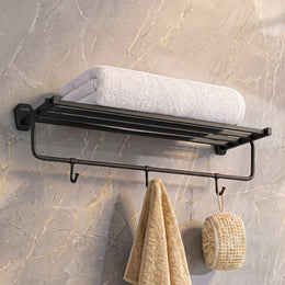Plantex Towel Rack for Bathroom/304 Grade Stainless Steel Towel Stand/24 Inch Towel Hanger/Towel Holder/Bathroom Accessories - Pack of 1 (PMB-2401, Z-Black)