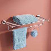 Plantex 304 Grade Stainless Steel Towel Rack with Hooks/Bathroom Towel Rod/Towel Hanger/Bathroom Accessories - Nipron (24-inch) Chrome