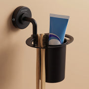 Plantex Tumbler Holder for Barthroom/304 Grade Stainless Steel Toothbrush Holder/Toothpaste Holder/Bathroom Accessories - Daizy (Black)