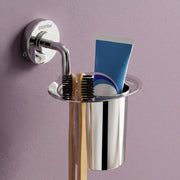 Plantex 304 Grade Stainless Steel Tumbler Holder/Tooth Brush and Tooth Paste Holder/Tooth Brush Holder for Bathroom Accessories - Daizy (Chrome)