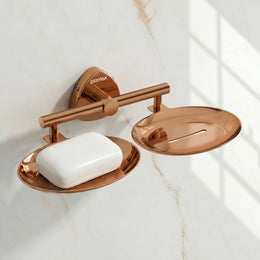 Plantex J4 Stainless Steel Double Soap Dish for Bathroom/Soap Holder for Bathroom/Wall Mounted Soap Holder/Bathroom Accessories (PVD Rose Gold Finish) Angel