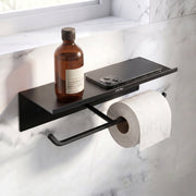 Plantex Dual Toilet Paper Holder for Bathroom/GI Steel Tissue Paper Roll Holder with Mobile Stand/Toilet Paper Roll Holder/Bathroom Accessories - (Black)