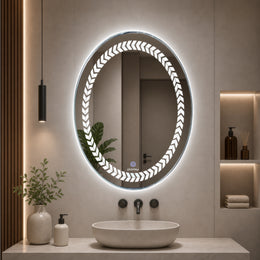 Plantex Light Mirror for Bathroom/LED Mirror for Wall with 3 Tone/Designer Mirror for Living Room/Bedroom/Dressing Room - Oval Shape (18 X 24 Inch)