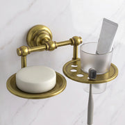 Plantex 304 Grade Stainless Steel 2in1 Soap Holder with Tumbler Holder/Bathroom Accessories - Skyllo (Antique)