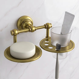 Plantex 304 Grade Stainless Steel 2in1 Soap Holder with Tumbler Holder/Bathroom Accessories - Skyllo (Antique)