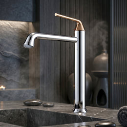 Plantex Brass Wash Basin Mixer Tap/Hot & Cold Basin Mixer Faucet/Deck Mount Pillar Spout for Bathroom Sink - Pack of 1 (APS-4600, Chrome & Rose Gold)
