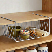 Plantex Under Shelf Organizer Rack for Kitchen Cabinet/12 Inch Multifunction Hanging Shelf Basket for Storage & Organization/Stainless Steel Under Cabinet Storage Rack - (Pack of 1, Chrome)