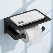 Plantex Space Aluminium Toilet Paper Holder with Mobile Stand/Tissue Paper Roll Holder/Toilet Roll Holder for Bathroom Accessories (Black)