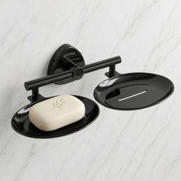Plantex J4 Stainless Steel Double Soap Dish for Bathroom/Soap Holder for Bathroom/Wall Mounted Soap Holder/Bathroom Accessories (PVD Black Finish) Angel