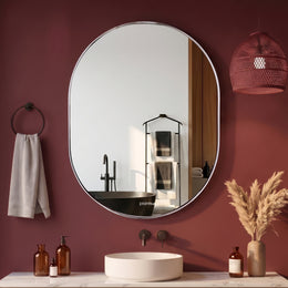 Plantex Frameless Mirror for Bathroom/Dressing Room/Living Room/Bedroom/Entryway - Capsule Shape (18 X 24 Inch)