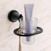 Plantex 304 Grade Stainless Steel Tumbler Holder Stand with Spaces/ABS Material Toothbrush Stand for Basin/Bathroom Accessories - Niko (Black)