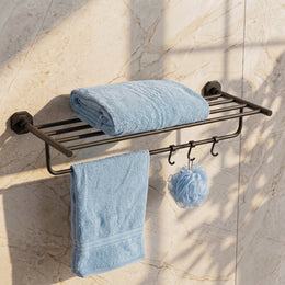 Plantex 304 Grade Stainless Steel Towel Rack for Bathroom/Towel Stand with Hook/Hanger for Cloth/Bathroom Accessories - Nipron (24Inch - Black)