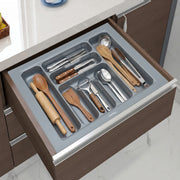 Plantex Cutlery Tray for Kitchen Drawer/Cutlery Cosmetic Stationary Organizer/Cabinet Cutlery Tray Organizer for Modular Kitchen - (Grey-21 X 18.5 INCH)