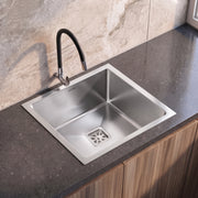 Plantex Premium Stainless Steel Sink for Kitchen/Kitchen Sink with 25 Years Warranty by Plantex/Single Bowl Sink with Square Coupling, Hose Pipes and Drain Rack (Silver Matt - 16x18x9 Inches)