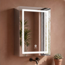 Plantex 304 Stainless Steel Bathroom Cabinet with Mirror/Cabinet Storage/LED Mirror Cabinet for Bathroom Wall/Bathroom Organiser Cabinet (14x20 Inch/Chrome)