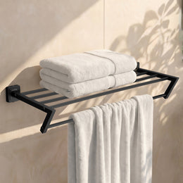 Plantex 304 Grade Stainless Steel Towel Rack in Bathroom/Towel Rod/Bathroom Towel Hanger for Wall/Bathroom Accessories (24 Inch - Black) Decan