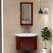 Plantex Vanity Set for Bathroom/Wall Mount Vanity Cabinet with Washbasin and Mirror/Corner Washbasin with Unbrackable Cabinet Full Set/Bathroom Accessories - (461, Brown)