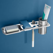 Plantex 2in1 Soap Dish with Tumbler Holder for Bathroom/304 Grade Stainless Steel Toothbrush Holder with Soap Case/Bathroom Accessories - (Regent, Chrome)