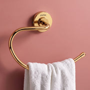 Plantex 304 Grade Stainless Steel Round Napkin Holder for washbasin/Towel Hanger/Towel Ring for Bathroom/Bathroom Accessories, Daizy(Golden)