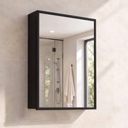 Plantex Bathroom Cabinet with Mirror/Aluminium Framed Bathroom Cabinet Storage/Mirror Cabinet for Bathroom Wall/Bathroom Organiser Cabinet (14x20 Inch, Black)
