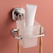 Plantex 304 Grade Stainless Steel Toothbrush Holder Wall Mount/ABS Material Tumbler Holder for Wash Basin and Bathroom- Nipron (Chrome)