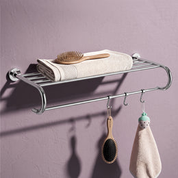 Plantex 304 Grade Stainless Steel Bathroom Towel Hanger/Towel Rack with Towel Rod/Towel Holder/Bathroom Accessories - Daizy (24-inch) Chrome