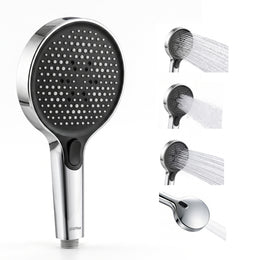Plantex Hand Shower for Bath/4 Mode Multifunctional Shower/5-Inch ABS Plastic Silicone Handheld Shower/Easy Mode Switching – (Chrome, H615)