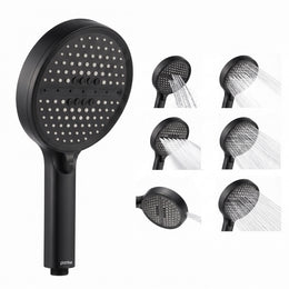Plantex Hand Shower for Bathroom/6 Mode Multifunctional Shower/5-Inch ABS Plastic Silicone Handheld Shower Head/Easy Mode Switching – (Black, H-627)
