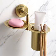 Plantex 304 Grade Stainless Steel 2in1 Soap Holder with Tumbler Holder/Bathroom Accessories - Daizy (Antique)