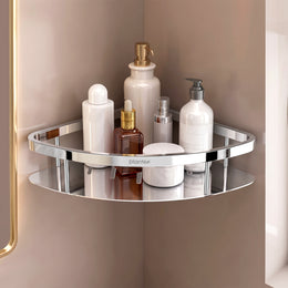 Plantex Bathroom Corner Shelf for Wall Mount/304 Grade Stainless Steel Corner Shelf for Bathroom with Railings/Bathroom Accessories Holder (9x9 inches, Chrome)