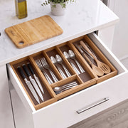 Plantex Cutlery Tray for Kitchen/Adjustable Cutlery Tray with Choping Board