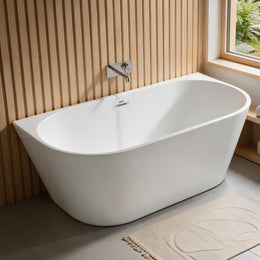 Plantex Bathtub for Bathroom/Freestanding Bath tub for Adults/Deep Soaker Bathtub with Overflow, Popup and Drain Pipe (BSM-207A-White-1700mm)