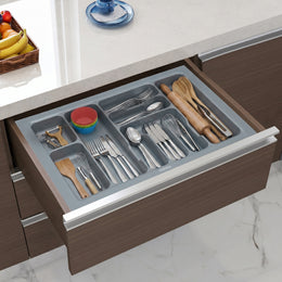 Plantex Cutlery tray for Kitchen Drawer/Cutlery Cosmetic Stationary Organizer/Cabinet Cutlery Tray Organizer for Modular Kitchen - (Grey-28.5x18.5 INCH)