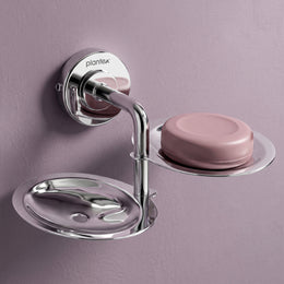 Plantex 304 Grade Stainless Steel Double Soap Holder for Bathroom/Soap Stand for Bathroom Wall/Soap Dish/Bathroom Accessories - Daizy (Chrome)