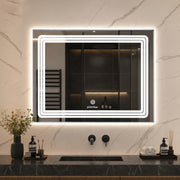 Plantex Glass LED Mirror for Bedroom/Wall with 3 Lighting Option/Smart Mirror for Living Room/Bedroom/Dressing Room - Rectangle Shape (18 X 24 Inch)