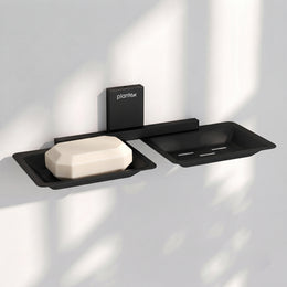 Plantex 304 Grade Stainless Steel Double Soap Stand/Dual Soap Dish/Soap Case/Soap Storage/Wall Mounted Soap Holder/Bathroom Accessories - Crystal (Black)
