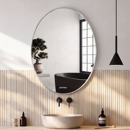 Plantex Frameless Oval Mirror for Wall/Bathroom/Dressing Room/Living Room/Bedroom/Entryway - Bathroom Accessories (18 X 24 Inch)