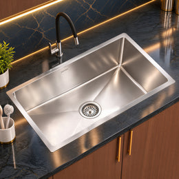 Plantex Guranteed 304 Grade Stainless Steel Kitchen Sink/Sink For Kitchen with 7 Years of Warranty by Plantex/Single Bowl Sink with All Fittings & Drain Rack Included (Silver Matt - 30x18 Inches)