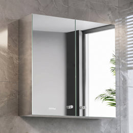 Plantex Bathroom Mirror Cabinet/304 Stainless Steel Bathroom Cabinet with Mirror/Bathroom Storage Cabinet/Wall Mounted Mirror Bathroom Cabinet (18x18 Inch-Chrome/Double Door)