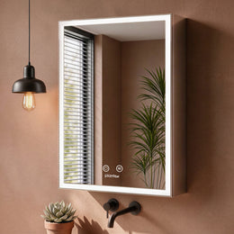 Plantex 304 Stainless Steel Cabinet Mirror/Bathroom Cabinet Storage/LED Mirror Cabinet for Wall/Bathroom Organiser Cabinet -Chrome (19x27 Inch,Defogger & Bluetooth)
