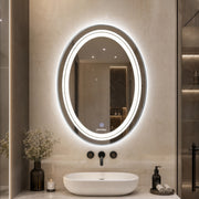 Plantex Bathroom Mirror with LED 3 Lights Tone/Designer Mirror for Living Room/Bedroom/Dressing Room - Oval Shape (18 X 24 Inch)