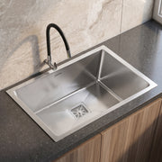 Plantex Heavy Duty Stainless Steel Kitchen Sink/Sink for Kitchen with Square Coupling, Hose Pipes and Drain Rack/Single Bowl Sink With 25 Years Warranty by Plantex (Matt - 21x18x9 Inches)