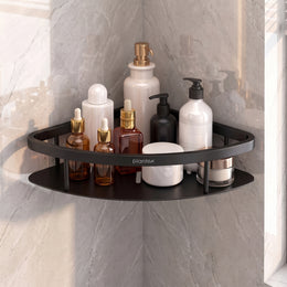 Plantex Corner Shelf for Bathroom Wall Mount/304 Grade Stainless Steel Bathroom Corner Shelf/Bathroom Accessories Holder for Wall (9x9 inches, Black)