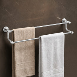 Plantex Stainless Steel Dual Towel Rod/Towel Bar for Bathroom/Towel Hanger/Stand/Bathroom Accessories (24 Inch - Chrome Finish) - Pack of 1